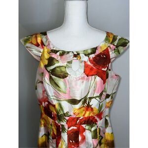 Women’s Floral Fit & Flare Pleated Dress 16 Wedding Guest Garden
